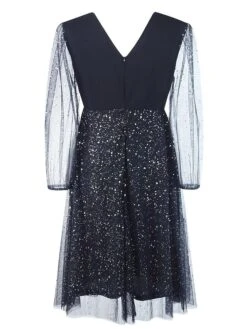 Women's Plus Size Curve Party Dress Cocktail Dress Swing Dress Maxi Dress Black Navy Blue Long Sleeve Polka Dot Mesh Spring Fall Winter V Neck Fashion Birthday Wedding Guest Vacation XL XXL -HAYz Clothing Shop udmbvz1692175624401