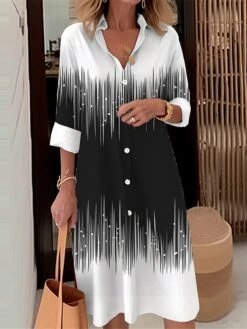 Women's Shirt Dress Casual Dress Midi Dress Outdoor Daily Date Polyester Fashion Modern Shirt Collar Button Pocket Long Sleeve Fall Winter 2023 Loose Fit Black White Wine Floral S M L XL 2XL -HAYz Clothing Shop ufepei1695367373120