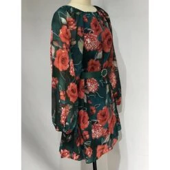 Women's Plus Size Curve Party Dress Casual Dress Cocktail Dress Floral Midi Dress Long Sleeve Print Crew Neck Fashion Party Purple Green Fall Winter XL XXL 3XL -HAYz Clothing Shop uhzkyn1695645428556