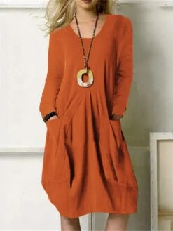 Women's Casual Dress Cotton Linen Dress Midi Dress Cotton Blend Stylish Basic Outdoor Winter Dress Daily Round Neck Ruched Pocket Long Sleeve Summer Spring Fall 2023 Regular Fit Black Orange Green 6 Women's Casual Dress Cotton Linen Dress Midi Dress Cotton Blend Stylish Basic Outdoor Winter Dress Daily Round Neck Ruched Pocket Long Sleeve Summer Spring Fall 2023 Regular Fit Black Orange Green -HAYz Clothing Shop uihrvg1659940685812