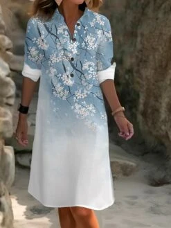 Women's Shirt Dress Casual Dress Cotton Linen Dress Midi Dress Polyester Fashion Casual Daily Outdoor Daily Vacation Shirt Collar Button Pocket Long Sleeve Summer Spring Fall 2023 Loose Fit Light -HAYz Clothing Shop uixtkn1691067623286