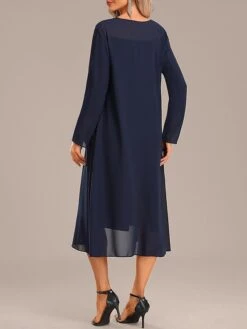 Women's Two Piece Dress Set Party Dress Lace Dress Party Outdoor Fashion Streetwear Lace Midi Dress Off Shoulder Long Sleeve Plain Regular Fit Navy Blue Fall Winter S M L XL XXL -HAYz Clothing Shop ukqjts1697450718725