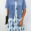 Women's Two Piece Dress Set Casual Dress Print Dress Daily Going Out Elegant Casual Print Midi Dress Crew Neck Half Sleeve Print Loose Fit Pink Blue Summer Spring XL XXL 3XL 4XL 5XL