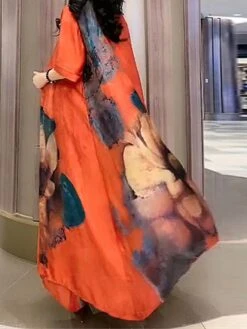 Women's Two Piece Dress Set Casual Dress Swing Dress Daily Holiday Fashion Casual Print Midi Dress Crew Neck Half Sleeve Floral Print Loose Fit Red Blue Orange Summer Spring M L XL XXL 3XL -HAYz Clothing Shop uleeig1691462007579