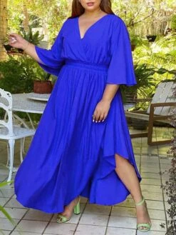 Women‘s Plus Size Curve Holiday Dress Solid Color V Neck Half Sleeve Fall Spring Basic Maxi Long Dress Date Vacation Dress 32 Women‘s Plus Size Curve Holiday Dress Solid Color V Neck Half Sleeve Fall Spring Basic Maxi Long Dress Date Vacation Dress -HAYz Clothing Shop ulovxj1648706456944