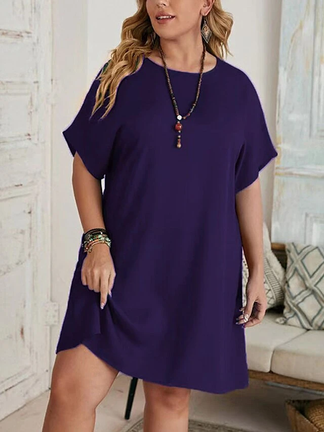 Women‘s Plus Size Curve Casual Dress T Shirt Dress Tee Dress Shift Dress Solid Color Midi Dress Short Sleeve Crew Neck Basic Daily Black Red Spring Summer L 3XL 4XL 5XL 6XL 16 Women‘s Plus Size Curve Casual Dress T Shirt Dress Tee Dress Shift Dress Solid Color Midi Dress Short Sleeve Crew Neck Basic Daily Black Red Spring Summer L 3XL 4XL 5XL 6XL - Image 16