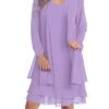 Women's Dress Set Two Piece Dress Church Dress Midi Dress Light Pink Black Wine Long Sleeve Pure Color Chiffon Summer Spring Crew Neck Stylish Winter Dress Fall Dress 2023 XL XXL 3XL 4XL 5XL