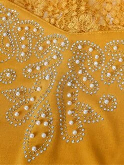 Women‘s Plus Size Curve Party Dress Lace Dress Work Dress Solid Color Midi Dress 3/4 Length Sleeve Lace Split Stand Collar Elegant Party Black White Summer Spring L XL XXL 3XL -HAYz Clothing Shop umfrye1677652751458