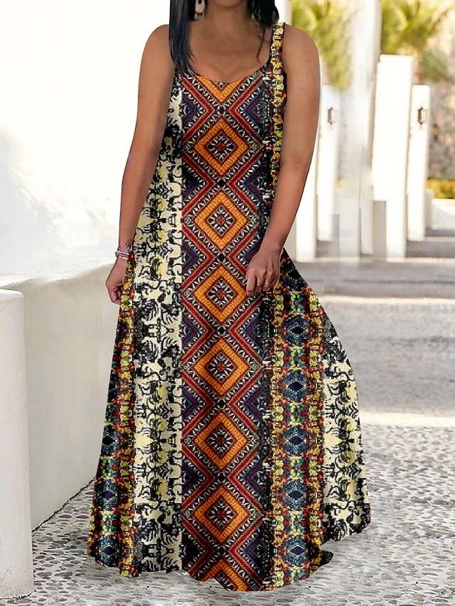 Women‘s Plus Size Curve Casual Dress Swing Dress Strap Dress Graphic Floral Long Dress Maxi Dress Sleeveless Print Strap Romantic Daily Yellow Red Summer Spring L XL XXL 3XL 4XL 2 Women‘s Plus Size Curve Casual Dress Swing Dress Strap Dress Graphic Floral Long Dress Maxi Dress Sleeveless Print Strap Romantic Daily Yellow Red Summer Spring L XL XXL 3XL 4XL - Image 2