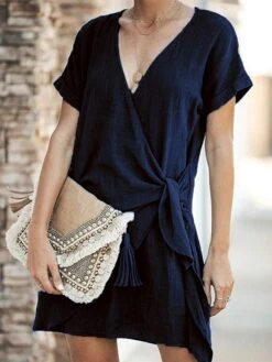 Women's Casual Dress Cotton Linen Dress Shift Dress Mini Dress Polyester Basic Classic Outdoor Daily Vacation V Neck V Neck Layered Short Sleeve Summer Spring 2023 Regular Fit Black Navy Blue Blue 13 Women's Casual Dress Cotton Linen Dress Shift Dress Mini Dress Polyester Basic Classic Outdoor Daily Vacation V Neck V Neck Layered Short Sleeve Summer Spring 2023 Regular Fit Black Navy Blue Blue -HAYz Clothing Shop unaphi1689661274735