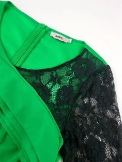 Women's Plus Size Curve Party Dress Work Dress Bodycon Color Block Long Dress Maxi Dress Long Sleeve Lace Ruffle V Neck Fashion Party Green Fall Winter XL XXL 3XL 4XL -HAYz Clothing Shop unwqkk1694425971415