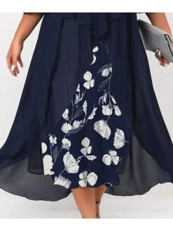Women's Plus Size Curve Work Dress Floral V Neck Ruched 3/4 Length Sleeve Spring Summer Work Elegant Midi DressLayered Formal Vacation Dress 30 Women's Plus Size Curve Work Dress Floral V Neck Ruched 3/4 Length Sleeve Spring Summer Work Elegant Midi DressLayered Formal Vacation Dress -HAYz Clothing Shop unwrsc1657530630103