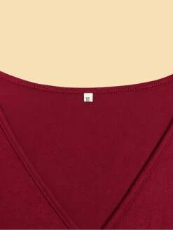 Women's Plus Size Curve Casual Dress Sheath Dress Black Dress Plain Midi Dress Long Sleeve Lace Up Ruched V Neck Fashion Outdoor Black Red Fall Winter XL XXL 3XL 4XL 5XL -HAYz Clothing Shop uopeda1695095469844