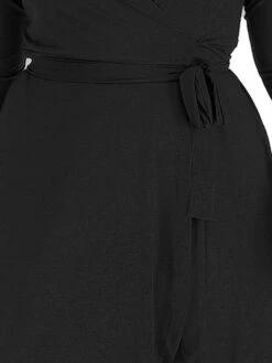 Women's Plus Size Curve Work Dress Black Dress A Line Dress Fashion Midi Dress Lace Up Asymmetrical V Neck 3/4 Length Sleeve Plain Loose Fit Black Blue Fall XL XXL 3XL 4XL 5XL -HAYz Clothing Shop uoppxl1693203431282