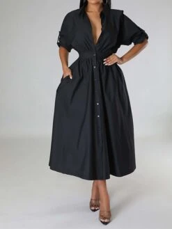 Women's Shirt Dress Casual Dress Swing Dress Maxi Long Dress Outdoor Daily Vacation Cotton And Linen Fashion Casual Shirt Collar Button Rolled Cuff Long Sleeve Spring Fall Winter 2023 Slim Black 29 Women's Shirt Dress Casual Dress Swing Dress Maxi Long Dress Outdoor Daily Vacation Cotton And Linen Fashion Casual Shirt Collar Button Rolled Cuff Long Sleeve Spring Fall Winter 2023 Slim Black -HAYz Clothing Shop uoqgzc1695027664729