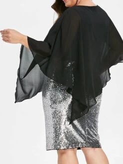 Women‘s Plus Size Curve Apple Shaped Dress Wedding Guest Party Dress Color Block V Neck Long Sleeve Winter Fall Fashion Elegant Modern Midi Dress Party Outdoor Dress -HAYz Clothing Shop uornwa1671673555763