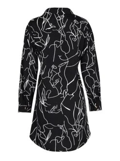 Women's Shirt Dress Casual Dress Mini Dress Outdoor Daily Date Polyester Fashion Modern Shirt Collar Lace Up Button Long Sleeve Fall Winter 2023 Regular Fit Black Geometric S M L XL -HAYz Clothing Shop upjfsj1695367374346