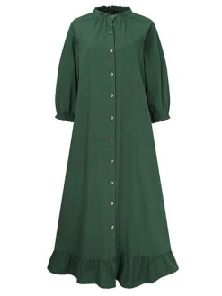 Women's Casual Dress Cotton Dress Black Dress Midi Dress Cotton Fashion Daily Outdoor Daily Vacation Stand Collar Ruffle Button 3/4 Length Sleeve Fall Autumn 2023 Loose Fit Black Wine Blue Plain S M 22 Women's Casual Dress Cotton Dress Black Dress Midi Dress Cotton Fashion Daily Outdoor Daily Vacation Stand Collar Ruffle Button 3/4 Length Sleeve Fall Autumn 2023 Loose Fit Black Wine Blue Plain S M -HAYz Clothing Shop uqpqdp1692947508931