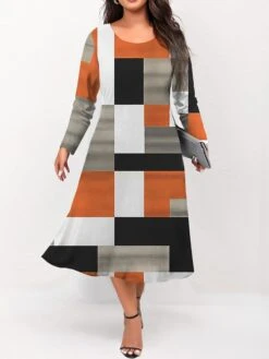 Women's Plus Size Curve Casual Dress Skater Dress A Line Dress Geometric Plaid Midi Dress Long Sleeve Print Crew Neck Fashion Outdoor Yellow Orange Fall Winter L XL XXL 3XL 4XL 7 Women's Plus Size Curve Casual Dress Skater Dress A Line Dress Geometric Plaid Midi Dress Long Sleeve Print Crew Neck Fashion Outdoor Yellow Orange Fall Winter L XL XXL 3XL 4XL -HAYz Clothing Shop uqrlmj1695191648408