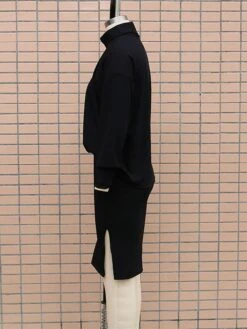 Women's Two Piece Dress Set Casual Dress Skirt Set Outdoor Daily Fashion Streetwear Split Ribbed Midi Dress Turtleneck Long Sleeve Plain Loose Fit Black Brown Beige Fall Winter S M L XL -HAYz Clothing Shop usnknd1694596424587