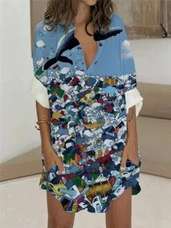 Women's Shirt Dress Casual Dress Shift Dress Mini Dress Outdoor Daily Vacation Polyester Fashion Casual Stand Collar Button Pocket Long Sleeve Summer Spring Fall 2023 Regular Fit Black Navy Blue