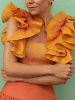 Women's Two Piece Dress Set Casual Dress Skirt Set Outdoor Daily Fashion Streetwear Ruffle Print Midi Dress Crew Neck Sleeveless Tie Dye Regular Fit Yellow Fall Winter S M L XL -HAYz Clothing Shop uxbrxn1692340671842