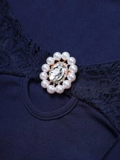 Women‘s Plus Size Curve Work Dress Chiffon Dress Swing Dress Solid Color Long Dress Maxi Dress 3/4 Length Sleeve Lace Layered V Neck Fashion Outdoor Wine Dark Blue Summer Spring L XL XXL 3XL 4XL -HAYz Clothing Shop uyddnj1681974991145