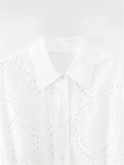 Women's Shirt Dress Casual Dress Midi Dress Outdoor Daily Vacation Cotton Fashion Modern Shirt Collar Lace Up Button Long Sleeve Fall Winter 2023 Regular Fit White Pure Color XS S M L -HAYz Clothing Shop uyuawq1695644909425