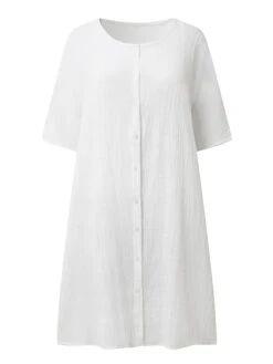 Women's Casual Dress Shirt Dress Cotton Linen Dress Mini Dress Blue Purple Pink Short Sleeve Pure Color Spring Summer V Neck Beach Basic Daily Weekend Loose Fit Linen S M L XL XXL 3XL -HAYz Clothing Shop uywoki1684215414358