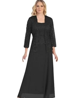 Women‘s Swing Dress Maxi Long Dress Black Gray Wine Gold Red 3/4 Length Sleeve Pure Color Chiffon Lace Fall Spring Boat Neck Hot Elegant Party 2023 M L XL XXL 3XL 4XL 5XL -HAYz Clothing Shop vazr1570673283601