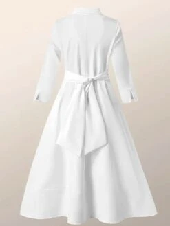 Women's Casual Dress Cotton Linen Dress Swing Dress Midi Dress Cotton Blend Fashion Modern Outdoor Daily Shirt Collar Button Pocket Half Sleeve Summer Spring Fall 2023 Regular Fit Rose Red Plain S M -HAYz Clothing Shop vbgngl1684377943066