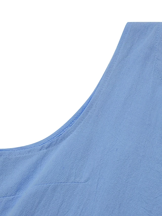 Women‘s Casual Dress Cotton Dress Shift Dress Midi Dress Green Blue Pink Sleeveless Pure Color Spring Summer V Neck Basic Daily Weekend Loose Fit 2023 S M L XL XXL 3XL 4XL 16 Women‘s Casual Dress Cotton Dress Shift Dress Midi Dress Green Blue Pink Sleeveless Pure Color Spring Summer V Neck Basic Daily Weekend Loose Fit 2023 S M L XL XXL 3XL 4XL - Image 16