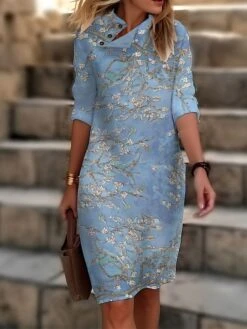 Women's Casual Dress Cotton Linen Dress Shift Dress Midi Dress Polyester Fashion Casual Daily Outdoor Daily Vacation Turtleneck Button Print 3/4 Length Sleeve Summer Spring Fall 2023 Loose Fit Black 8 Women's Casual Dress Cotton Linen Dress Shift Dress Midi Dress Polyester Fashion Casual Daily Outdoor Daily Vacation Turtleneck Button Print 3/4 Length Sleeve Summer Spring Fall 2023 Loose Fit Black -HAYz Clothing Shop vbmurm1691561577068