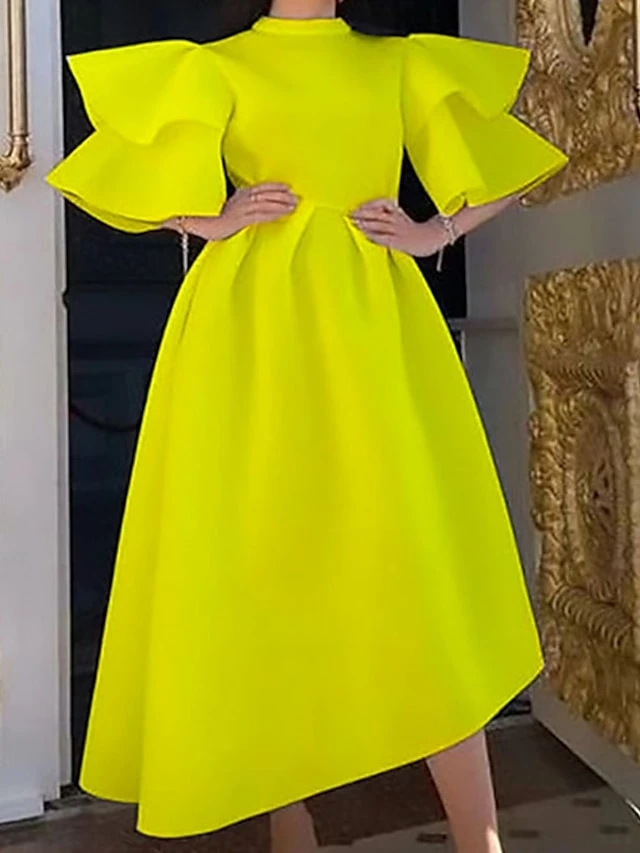 Women‘s Plus Size Curve Party Dress Solid Color Crew Neck Half Sleeve Spring Fall Elegant Modern Maxi Long Dress Formal Party Dress 4 Women‘s Plus Size Curve Party Dress Solid Color Crew Neck Half Sleeve Spring Fall Elegant Modern Maxi Long Dress Formal Party Dress - Image 4