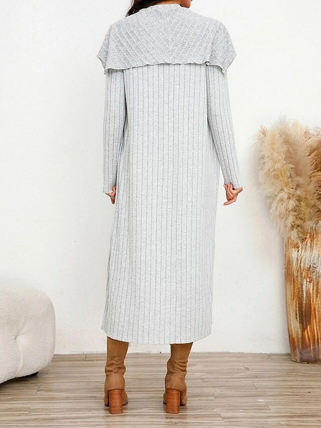 Women's Two Piece Dress Set Casual Dress Sheath Dress Home Daily Fashion Streetwear Split Midi Dress Stand Collar Long Sleeve Plain Slim Black Army Green Gray Fall Winter S M L XL XXL 2 Women's Two Piece Dress Set Casual Dress Sheath Dress Home Daily Fashion Streetwear Split Midi Dress Stand Collar Long Sleeve Plain Slim Black Army Green Gray Fall Winter S M L XL XXL - Image 2