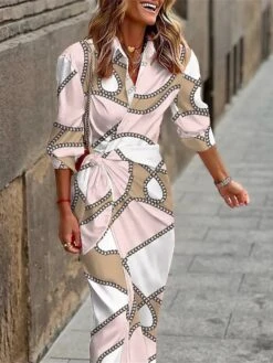 Women's Shirt Dress Casual Dress Sheath Dress Maxi Long Dress Outdoor Daily Date Polyester Fashion Casual Shirt Collar Lace Up Print 3/4 Length Sleeve Summer Spring Fall 2023 Loose Fit Black Pink 8 Women's Shirt Dress Casual Dress Sheath Dress Maxi Long Dress Outdoor Daily Date Polyester Fashion Casual Shirt Collar Lace Up Print 3/4 Length Sleeve Summer Spring Fall 2023 Loose Fit Black Pink -HAYz Clothing Shop vctsdj1691048900607