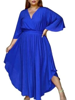 Women‘s Plus Size Curve Holiday Dress Solid Color V Neck Half Sleeve Fall Spring Basic Maxi Long Dress Date Vacation Dress 35 Women‘s Plus Size Curve Holiday Dress Solid Color V Neck Half Sleeve Fall Spring Basic Maxi Long Dress Date Vacation Dress -HAYz Clothing Shop vdgngn1648706459153