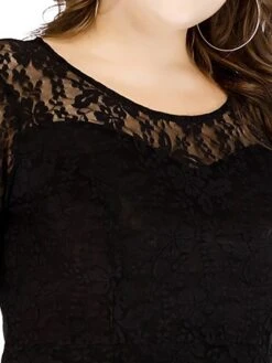 Women‘s Plus Size Curve Party Dress Solid Color Crew Neck Lace 3 4 Length Sleeve Spring Fall Casual Prom Dress Maxi Long Dress PartyEvening Casual Dress -HAYz Clothing Shop vfrxqk1634963334600