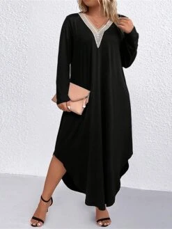 Women's Plus Size Curve Casual Dress Swing Dress Black Dress Color Block Midi Dress Long Sleeve Patchwork Asymmetric V Neck Fashion Outdoor Black Fall Winter XL XXL 3XL 9 Women's Plus Size Curve Casual Dress Swing Dress Black Dress Color Block Midi Dress Long Sleeve Patchwork Asymmetric V Neck Fashion Outdoor Black Fall Winter XL XXL 3XL -HAYz Clothing Shop vgcenh1694660806015