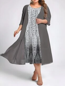 Women's Plus Size Two Piece Dress Set Casual Dress Swing Dress Outdoor Daily Fashion Elegant Print Midi Dress Crew Neck 3/4 Length Sleeve Floral Dandelion Loose Fit Navy Blue Blue Purple Fall Winter 6 Women's Plus Size Two Piece Dress Set Casual Dress Swing Dress Outdoor Daily Fashion Elegant Print Midi Dress Crew Neck 3/4 Length Sleeve Floral Dandelion Loose Fit Navy Blue Blue Purple Fall Winter -HAYz Clothing Shop vgfyga1693534942116