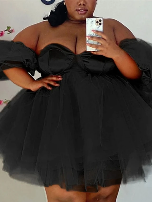 Women‘s Plus Size Curve Holiday Dress Solid Color Off Shoulder Ruched Short Sleeve Spring Summer Casual Sexy Short Mini Dress Causal Daily Dress 2 Women‘s Plus Size Curve Holiday Dress Solid Color Off Shoulder Ruched Short Sleeve Spring Summer Casual Sexy Short Mini Dress Causal Daily Dress - Image 2