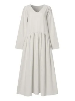 Women's Casual Dress Cotton Dress Swing Dress Maxi Long Dress Cotton Basic Classic Outdoor Daily Vacation V Neck Ruched Long Sleeve Spring Fall Winter 2023 Loose Fit ArmyGreen Black White Plain S M L 19 Women's Casual Dress Cotton Dress Swing Dress Maxi Long Dress Cotton Basic Classic Outdoor Daily Vacation V Neck Ruched Long Sleeve Spring Fall Winter 2023 Loose Fit ArmyGreen Black White Plain S M L -HAYz Clothing Shop vmqgrr1692341098715