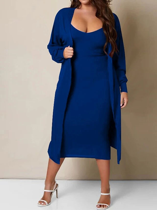 Women's Two Piece Dress Set Casual Dress Skirt Set Home Daily Fashion Streetwear Ribbed Midi Dress Crew Neck Long Sleeve Plain Slim Black White Wine Fall Winter S M L XL XXL 9 Women's Two Piece Dress Set Casual Dress Skirt Set Home Daily Fashion Streetwear Ribbed Midi Dress Crew Neck Long Sleeve Plain Slim Black White Wine Fall Winter S M L XL XXL - Image 9