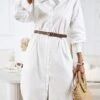 Women's Casual Dress Work Dress Shift Dress Mini Dress Outdoor Office Business Cotton Classic Modern Shirt Collar Button Pocket Long Sleeve Summer Spring Fall 2023 Loose Fit Black White Blue Pure