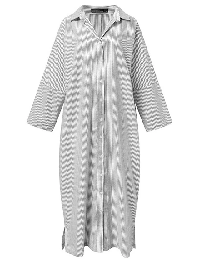 Women‘s Casual Dress Shirt Dress Cotton Dress Shift Dress Maxi Long Dress Cotton Basic Casual Outdoor Winter Dress Daily Shirt Collar Button Split Long Sleeve Summer Winter Fall Spring 2023 6 Women‘s Casual Dress Shirt Dress Cotton Dress Shift Dress Maxi Long Dress Cotton Basic Casual Outdoor Winter Dress Daily Shirt Collar Button Split Long Sleeve Summer Winter Fall Spring 2023 - Image 6