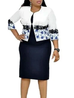 Women‘s Plus Size Curve Work Dress Floral Crew Neck Print 3/4 Length Sleeve Spring Fall Elegant Casual Midi Dress Formal Work Dress 34 Women‘s Plus Size Curve Work Dress Floral Crew Neck Print 3/4 Length Sleeve Spring Fall Elegant Casual Midi Dress Formal Work Dress -HAYz Clothing Shop vpdebp1630916635104