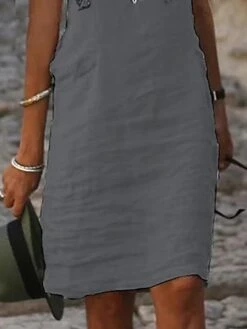 Women's Casual Dress Cotton Linen Dress Shift Dress Midi Dress Cotton Blend Fashion Modern Outdoor Daily Vacation Square Neck Lace Short Sleeve Summer Spring 2023 Regular Fit Black White Gray Leaf S -HAYz Clothing Shop vpemqk1682057040189
