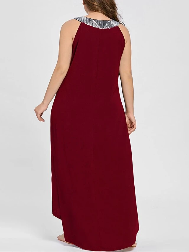 Women‘s Plus Size Curve Party Dress Sequin Dress Sheath Dress Color Block Long Dress Maxi Dress Sleeveless Plus High Low Crew Neck Modern Party Black Wine Summer Spring XL XXL 3XL 4XL 5XL 3 Women‘s Plus Size Curve Party Dress Sequin Dress Sheath Dress Color Block Long Dress Maxi Dress Sleeveless Plus High Low Crew Neck Modern Party Black Wine Summer Spring XL XXL 3XL 4XL 5XL - Image 3