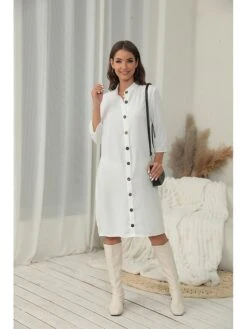 Women's Shirt Dress Casual Dress Cotton Linen Dress Midi Dress Cotton Blend Fashion Basic Outdoor Daily Shirt Collar Button Half Sleeve Summer Spring Fall 2023 Regular Fit Black White Green Plain S M -HAYz Clothing Shop vqpfmm1697630515790