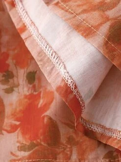 Women's Casual Dress Cotton Linen Dress Swing Dress Midi Dress Polyester Daily Casual Outdoor Daily Vacation Crew Neck Print 3/4 Length Sleeve Fall Autumn 2023 Loose Fit Orange Floral M L XL 2XL -HAYz Clothing Shop vqtwbr1693226492705